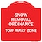 Signmission Snow Emergency Route Tow Away Zone W/ Graphic, Red & White Aluminum Sign, 18" x 18", RW-1818-22887 A-DES-RW-1818-22887 - alternate 1
